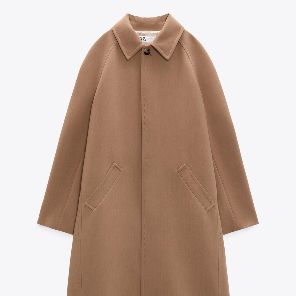 Woman Zara long pocket Tan Coat NWOT